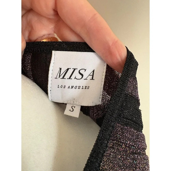 MISA Amberly Duster Cardigan in Purple Black Combo Metallic Size Small - Picture 7 of 13